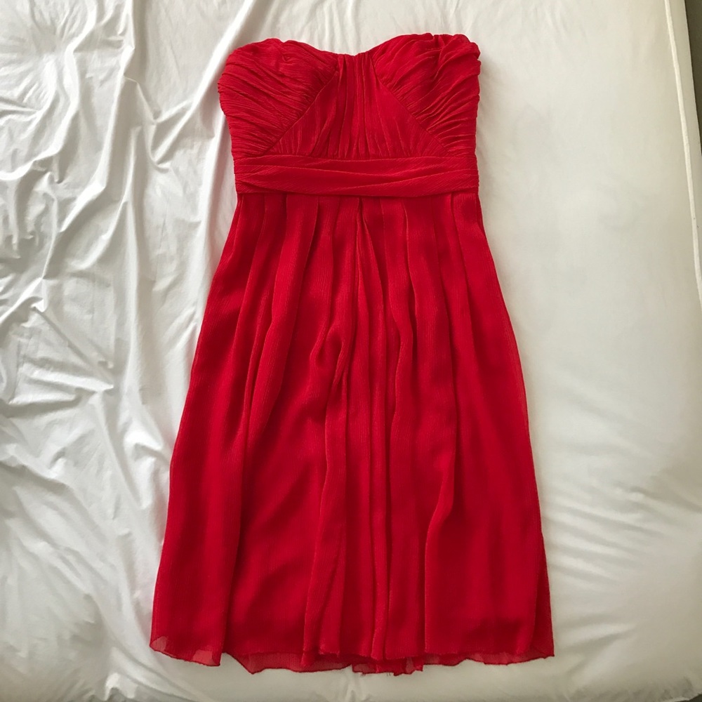 Vibrant Red Badgley Mischka Strapless Dress