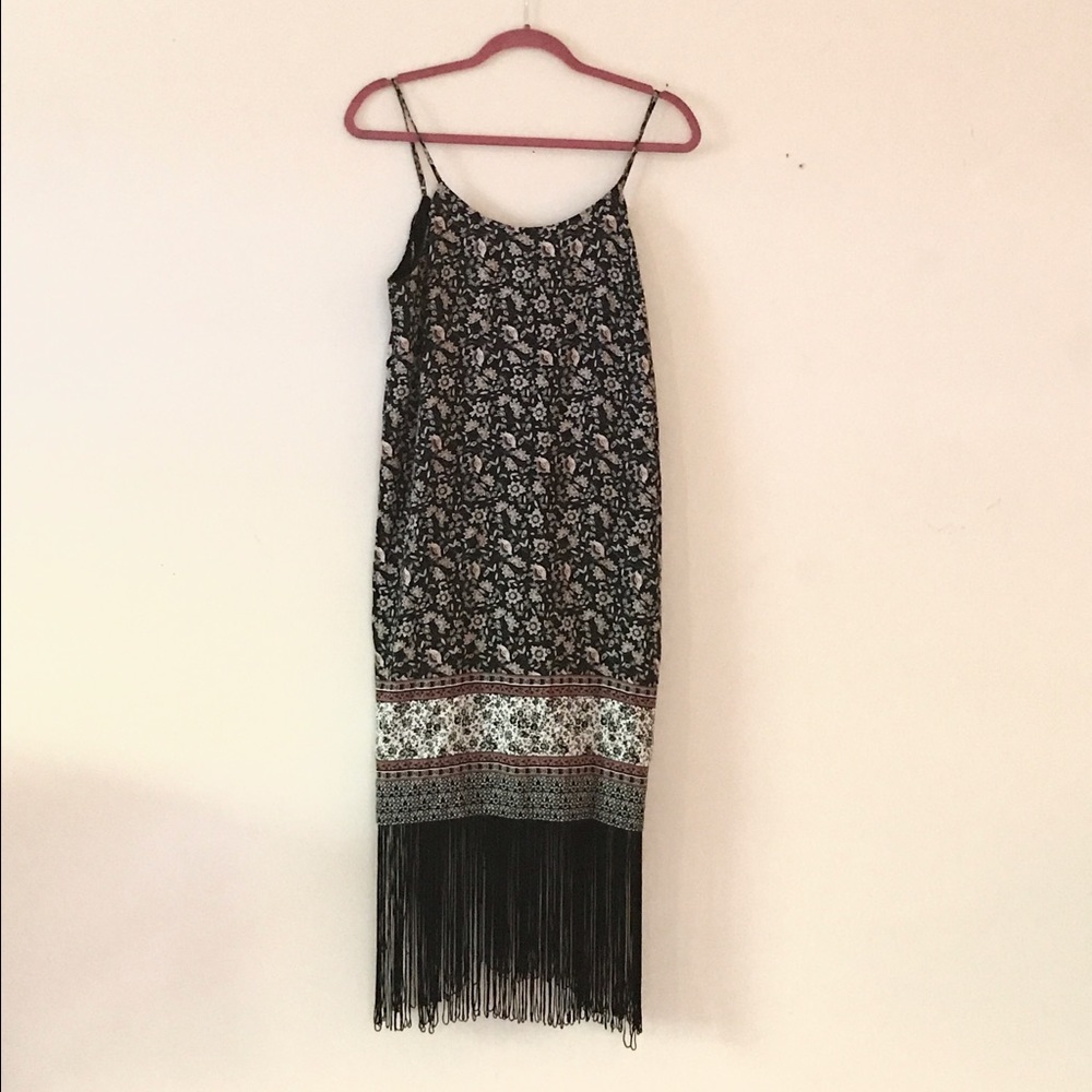 Forever21 Black & White Fringe Trim Modi Dress NEW