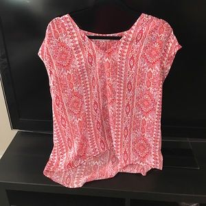 Hinge short sleeve blouse, Aztec themed