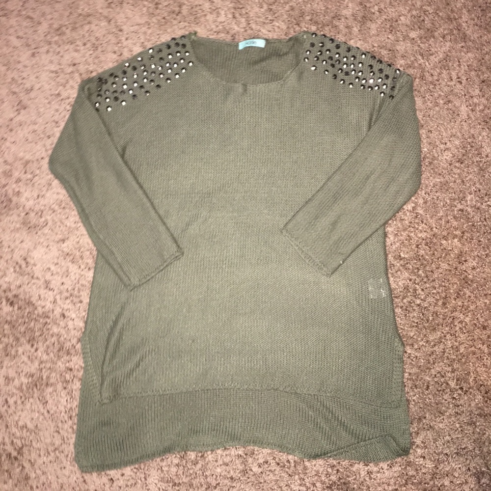 Studded olive sweater