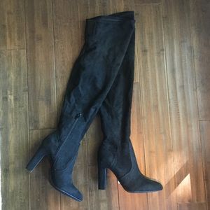 Over the knee black suede boots