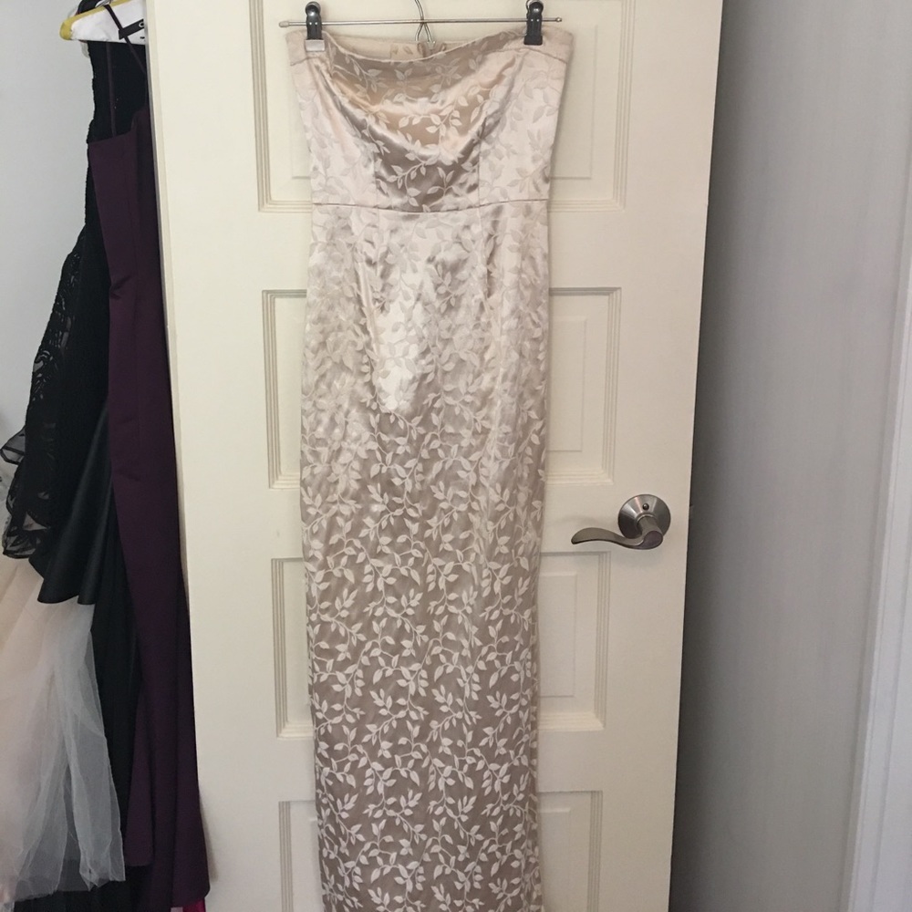 Elegant Figure Hugging Cream Stitched Gown