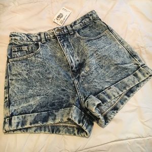 NWT American Apparel high waisted acid wash shorts