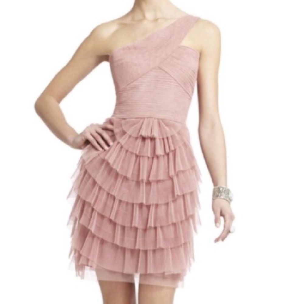 BCBG Blush Ruffle Cocktail Dress