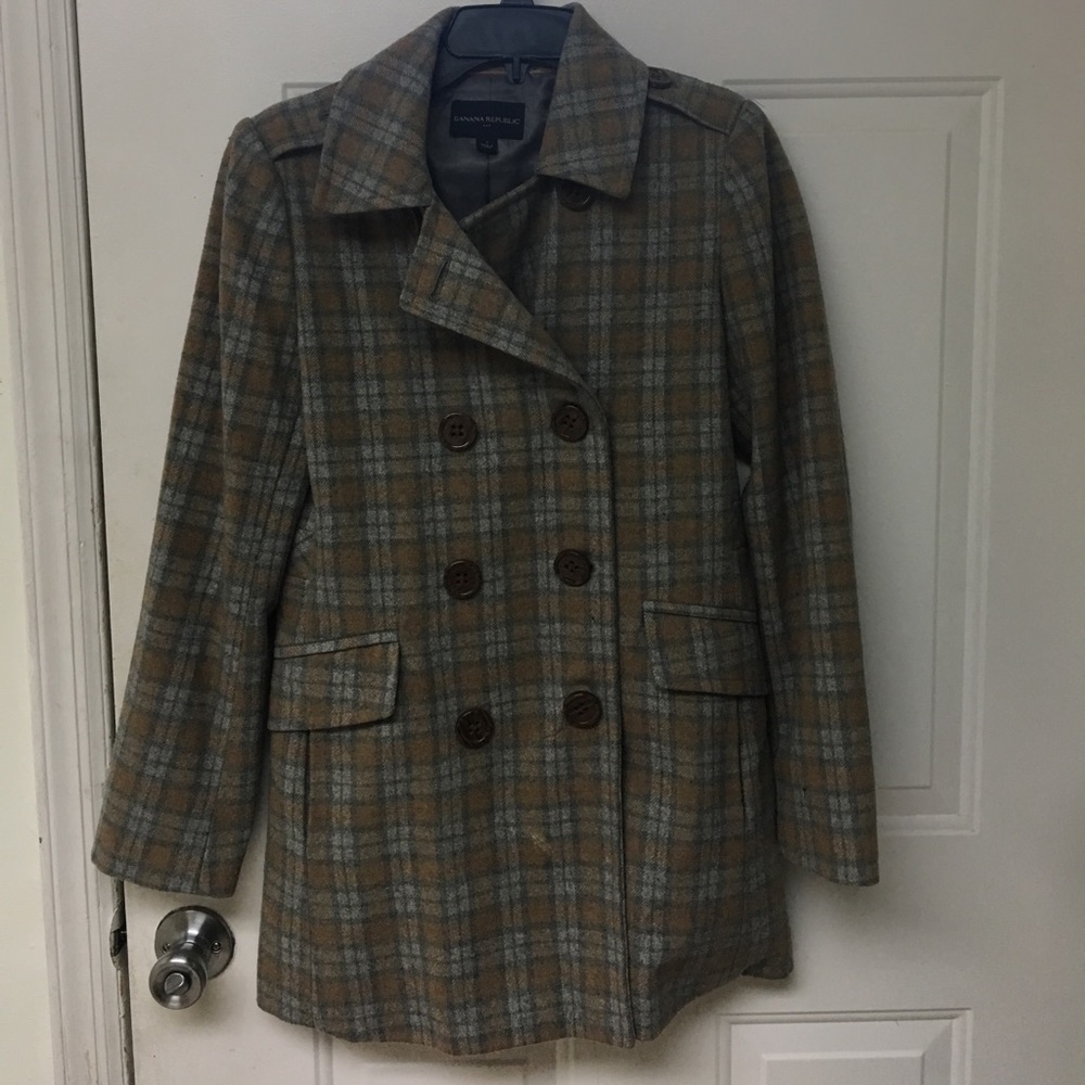 Plaid Banana Republic Wool Pea Coat