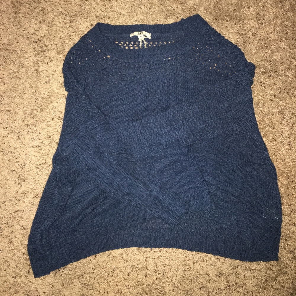 Cutout slouchy blue sweater