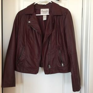 Burgundy motorcycle jacket