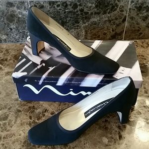 Nina Comfort Black Satin heels