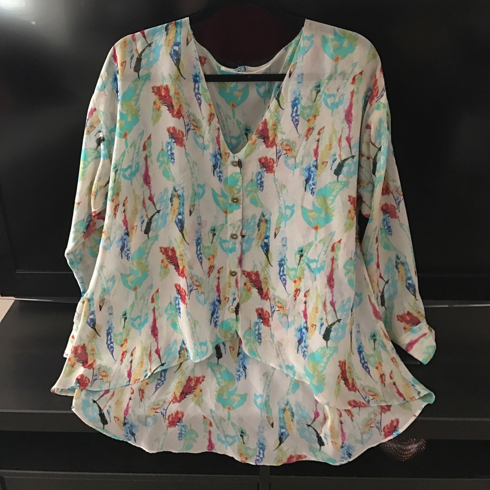 Long sleeve Multi-colored button down blouse