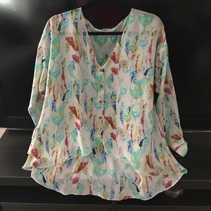 Long sleeve Multi-colored button down blouse