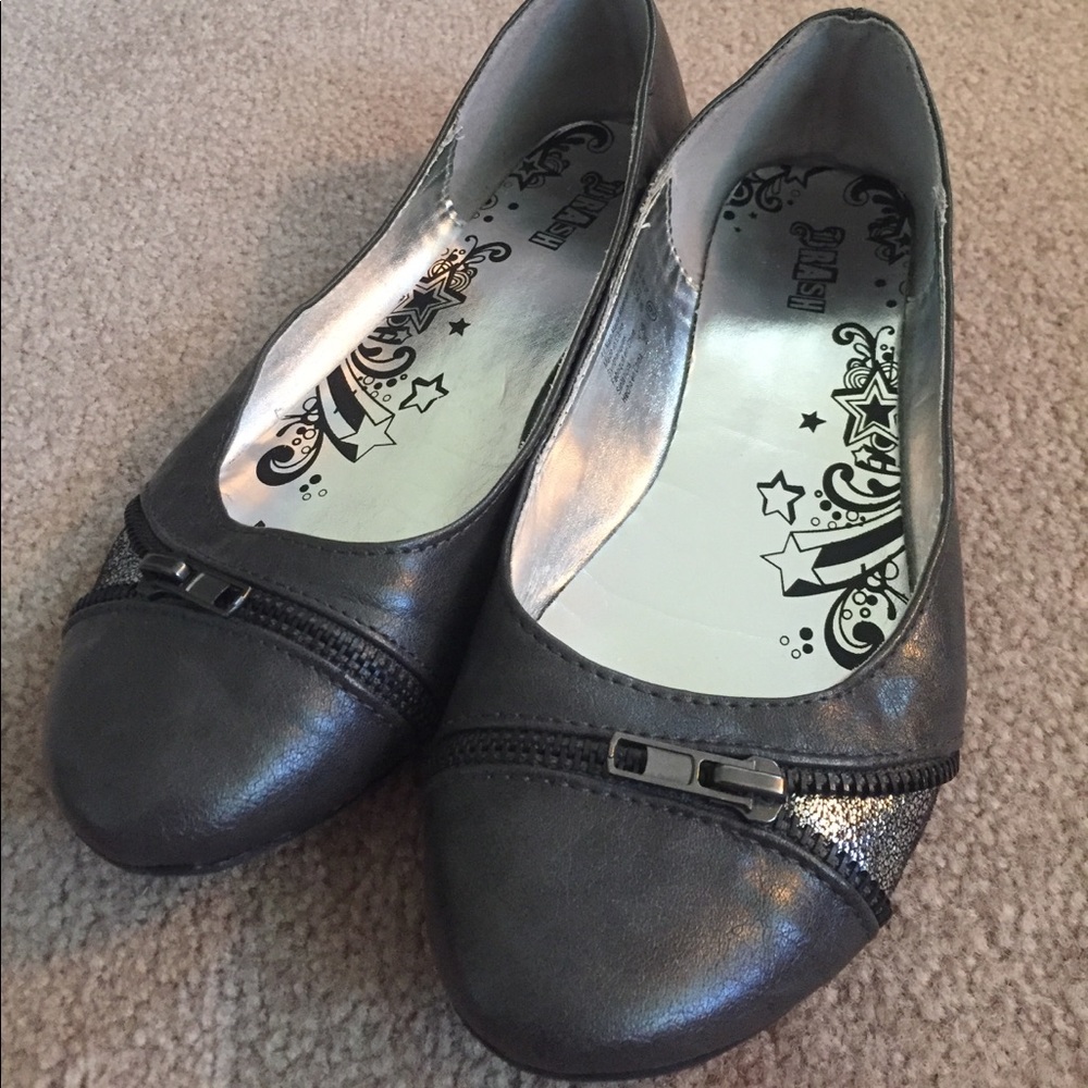 Pewter Flats with Zipper & Glitter