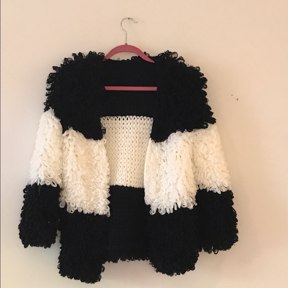 Black & White Loop Knit Cardigan
