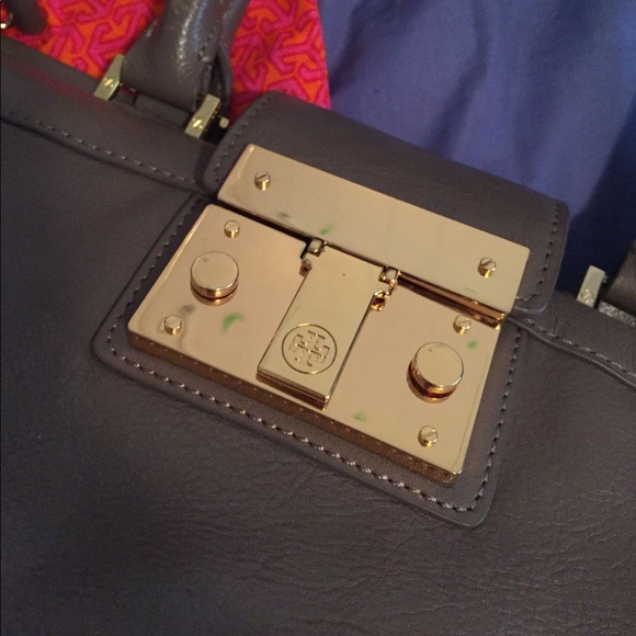 Tory burch grey leather tote- Norah satchel - Picture 2 of 4