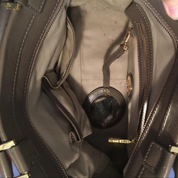 Tory burch grey leather tote- Norah satchel - Picture 3 of 4