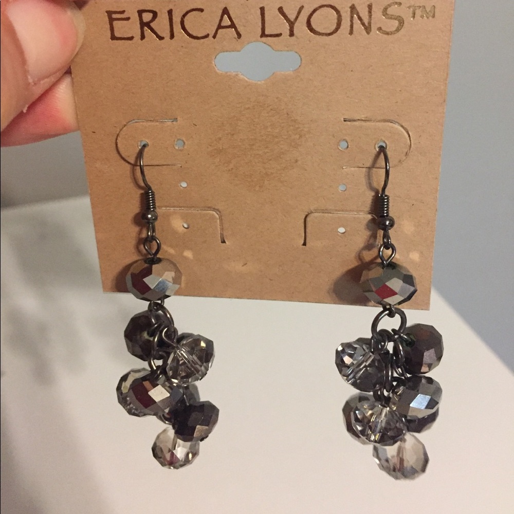 Sparkly silver and pewter dangle earrings