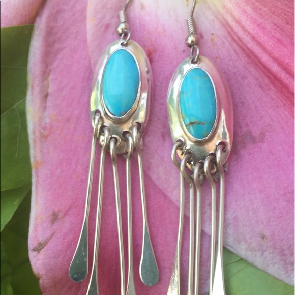 SLEEPING BEAUTY TURQUOISE/Silver Earrings - Picture 4 of 6