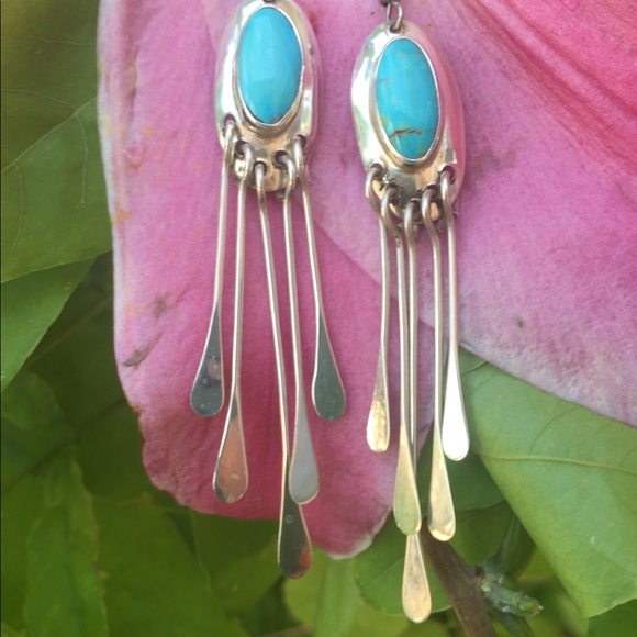 SLEEPING BEAUTY TURQUOISE/Silver Earrings - Picture 1 of 6