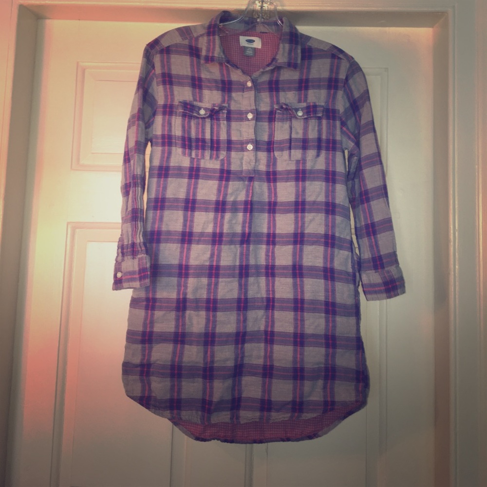 Old Navy striped button down high low tunic