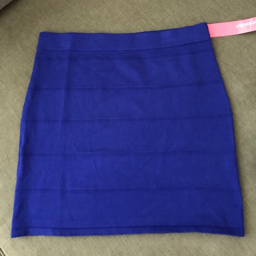 Blue bandage mini skirt