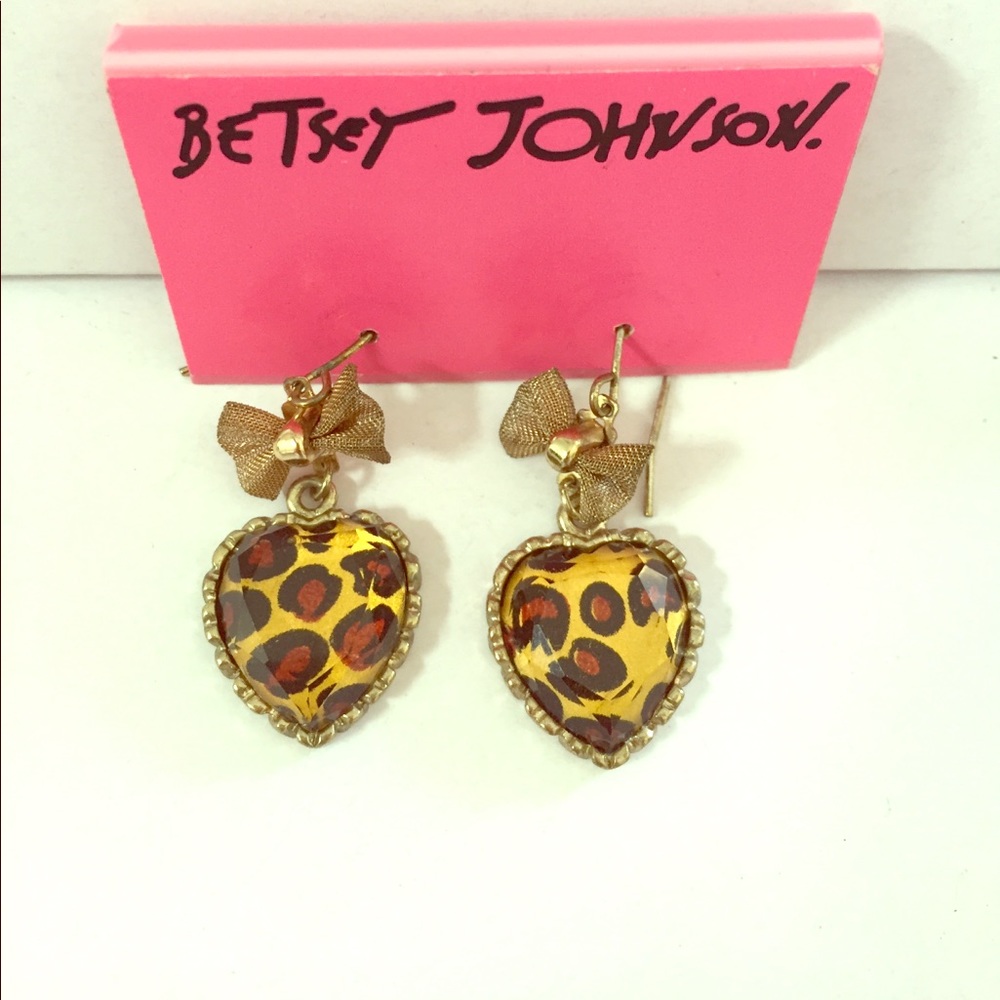 Betsey Johnson Leopard Heart Earrings