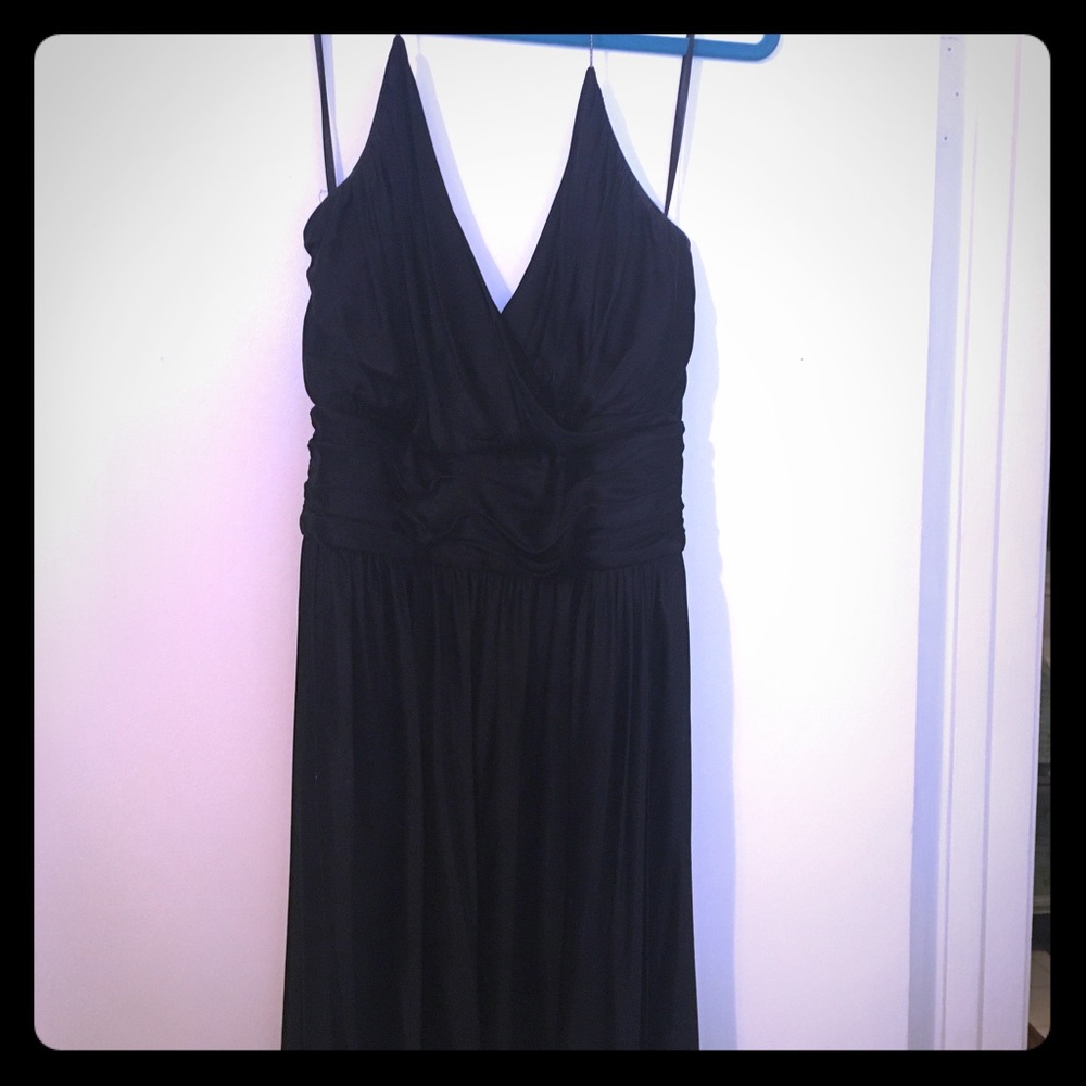 Black silky halter party dress