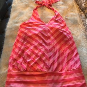 Ella Moss pink striped halter tank.