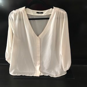HM sheer off-white 3/4 length blouse