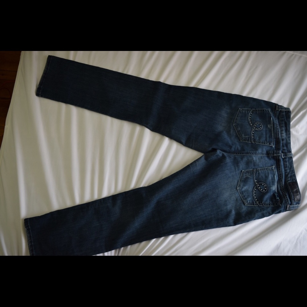 Scruffed slim straight jeans. Worn only twice!!