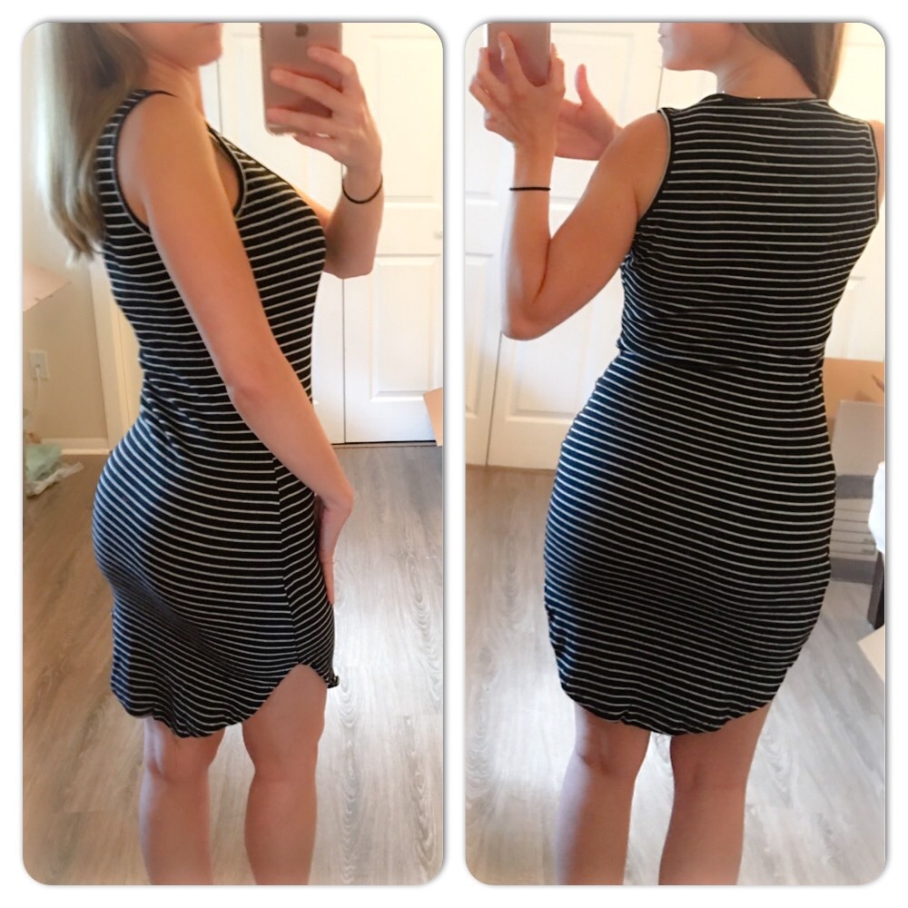 Casual Ribbed Striped Dress - Picture 2 of 3