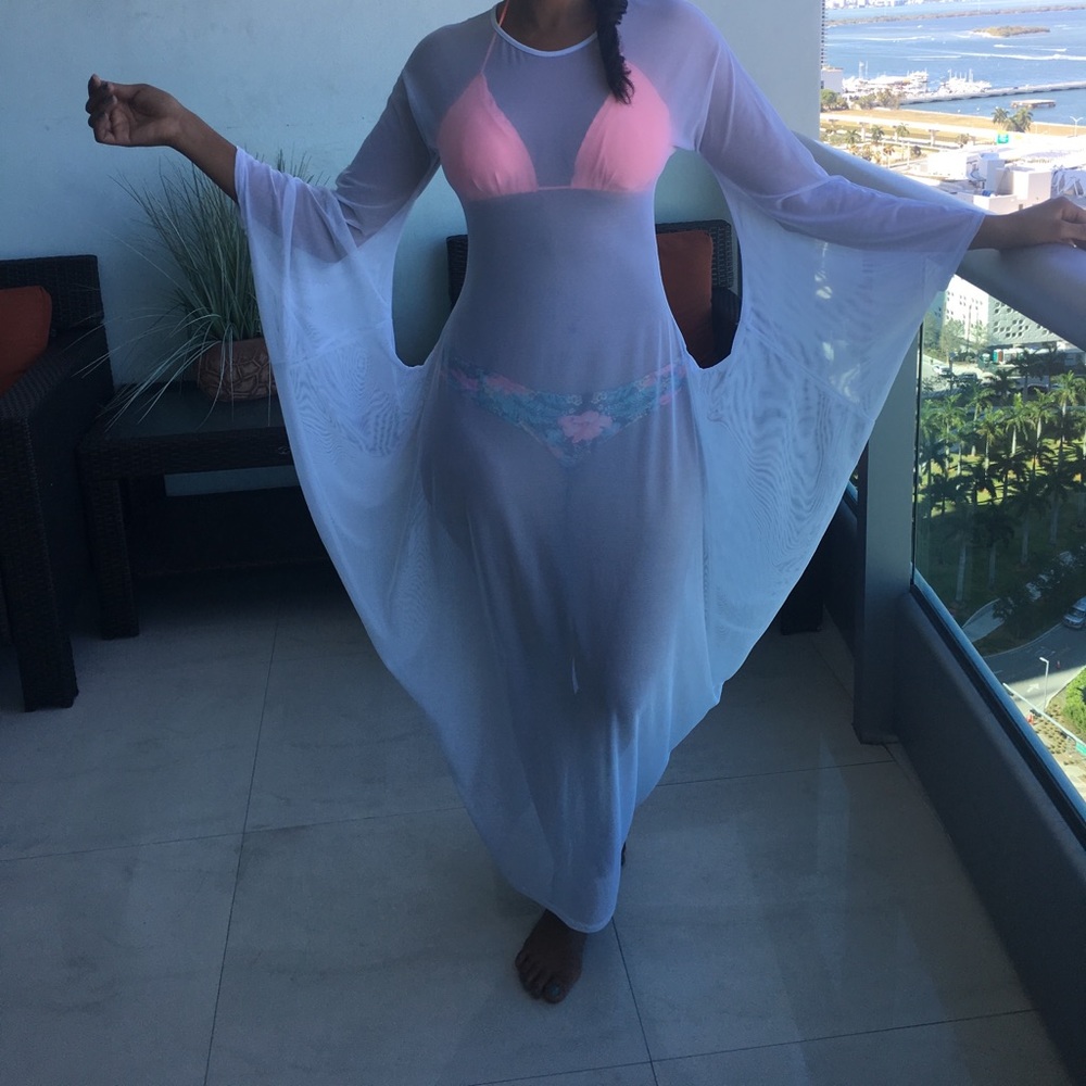 White sheer swimsuit coverup or dress
