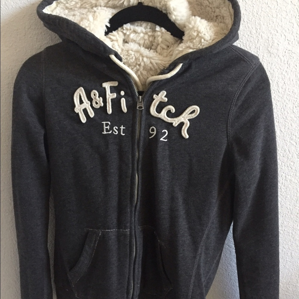 Furry charcoal grey Abercrombie and Fitch sweater