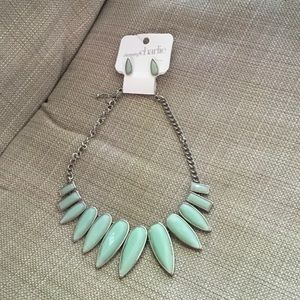 teal/turquoise necklace & earring set