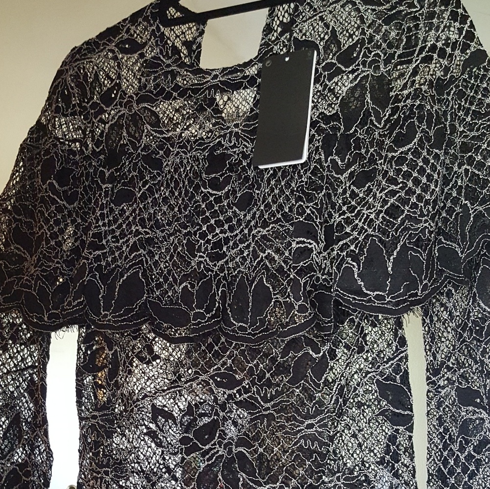 Zara Black and white lace blouse