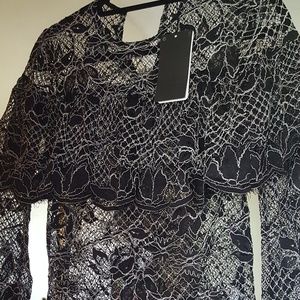Zara Black and white lace blouse