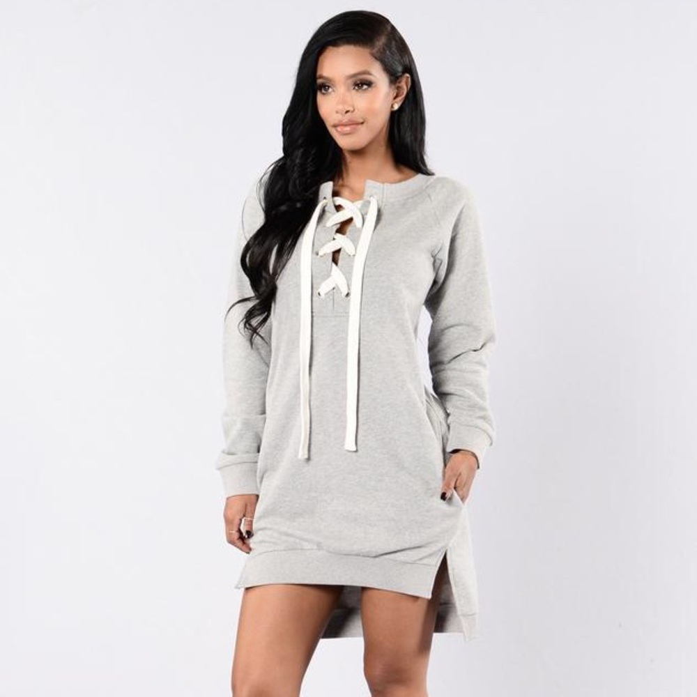 Fashion Nova Lace Up Sweater Dress