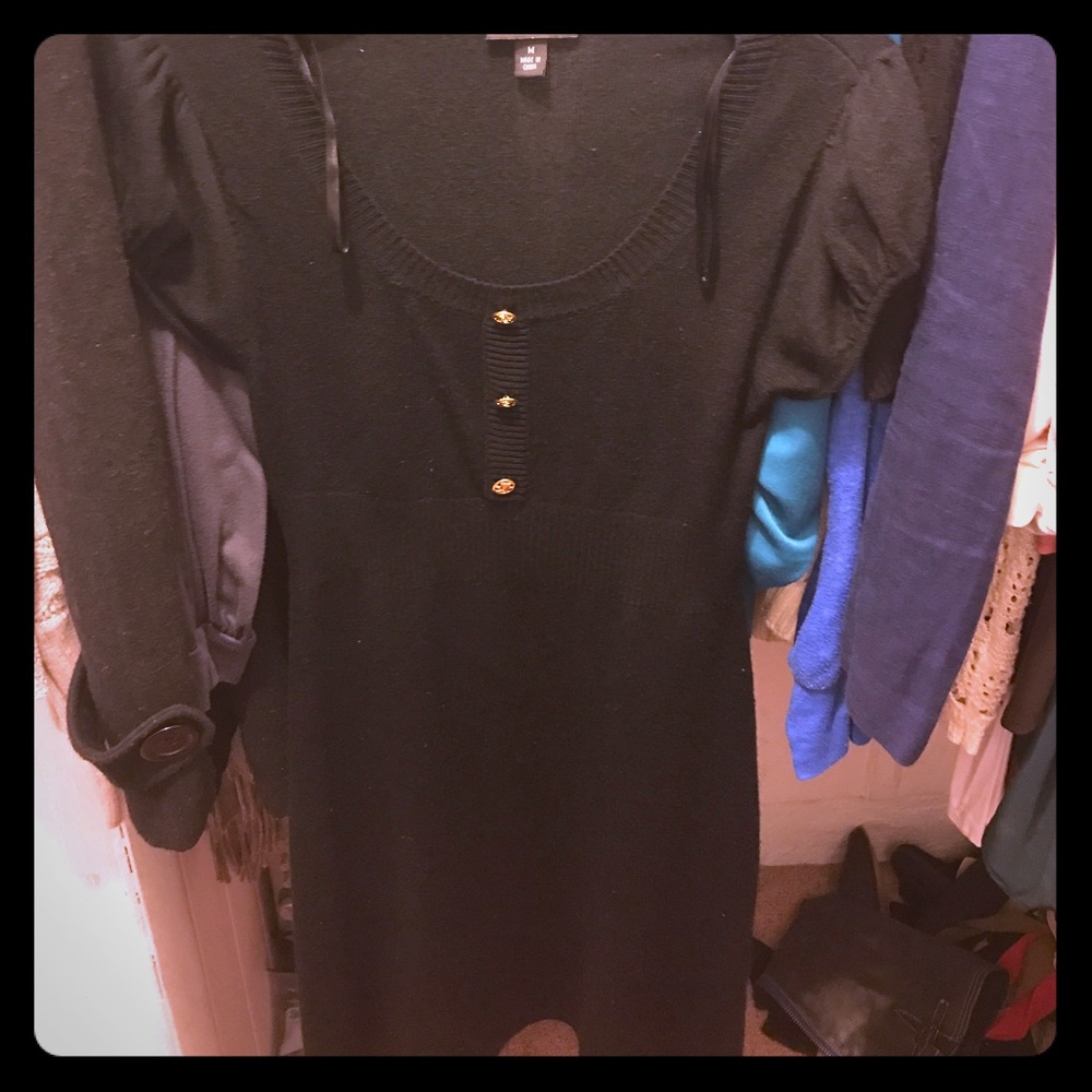 Black w/ gold button sweater dress