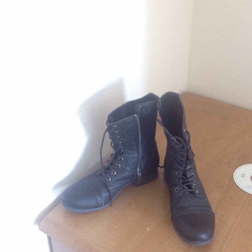 Black combat boots