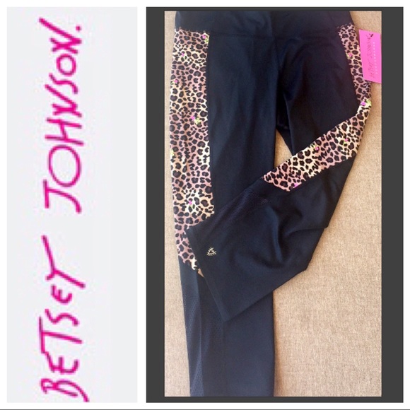 BETSEY JOHNSON LEOPARD ROSE CROP MESH  LEGGING 2X - Picture 3 of 8