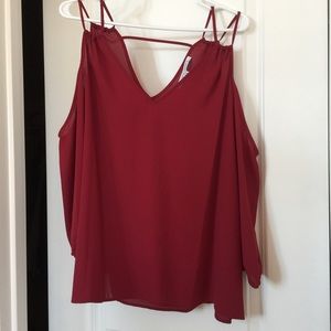 Red cold shoulder blouse