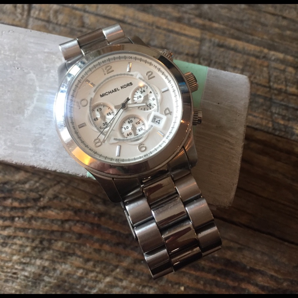 Michael Kors Silver Oversized Chronograph Watch