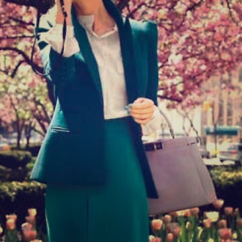 3/4 sleeve turquoise blazer