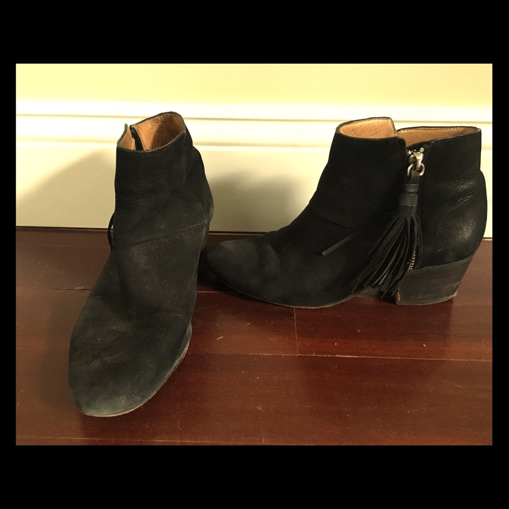 Coach Black Booties with a side zip and fringe