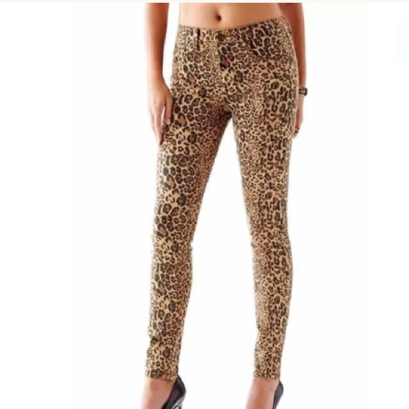 NWOT GUESS 1981 POWER SKINNY LEOPARD JEANS SZ 25 - Picture 2 of 7