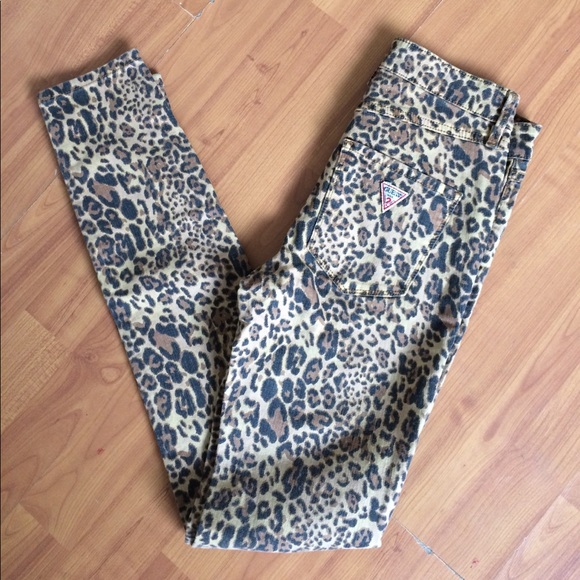 NWOT GUESS 1981 POWER SKINNY LEOPARD JEANS SZ 25 - Picture 4 of 7