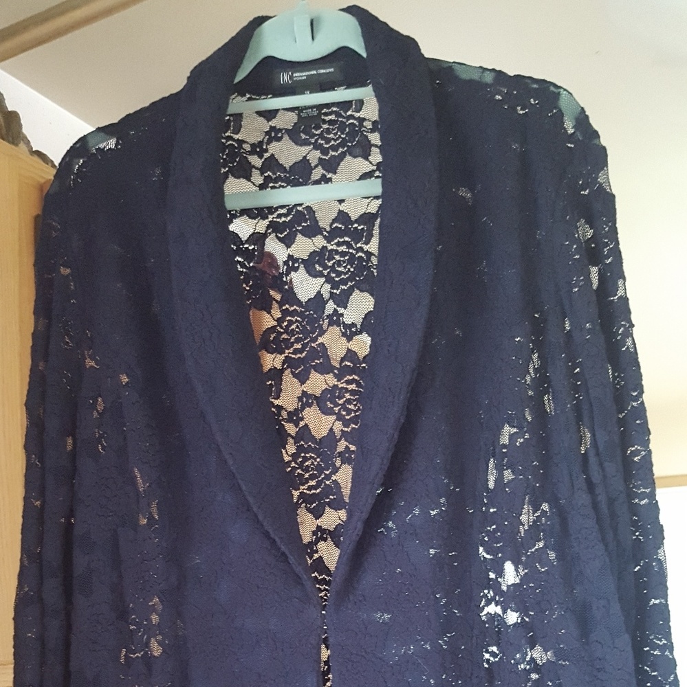 Navy Lace Blazer INC