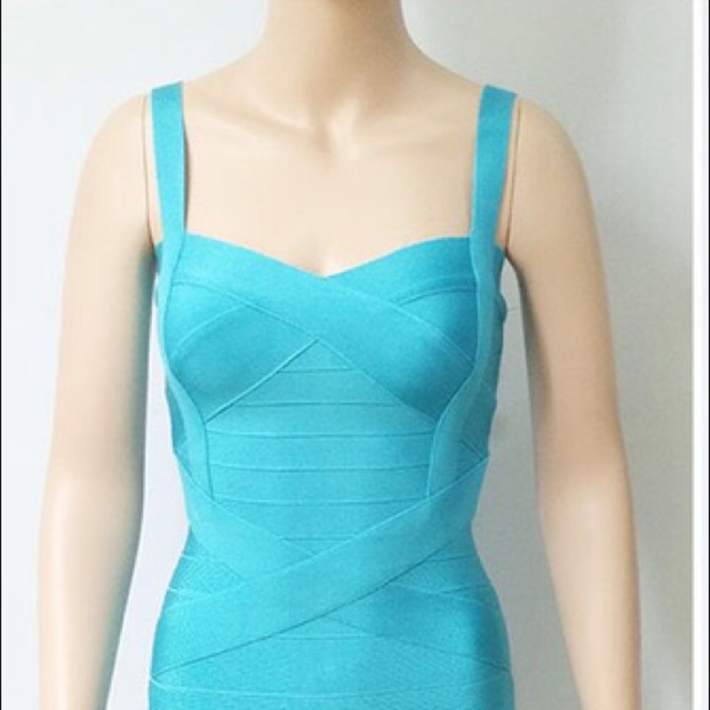 Herve Leger Sky Blue Bodycon Bandage Dress Small S
