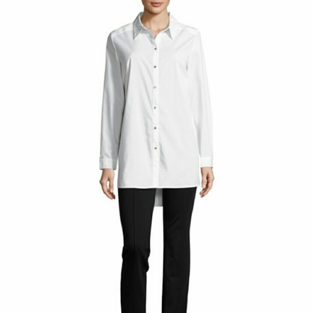 Neiman Marcus Stretch Poplin Blouse