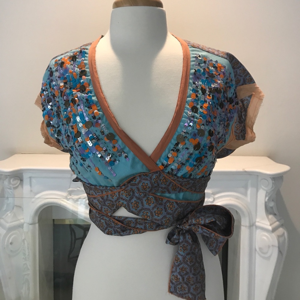 Boho Wrap Around Top With Subtle Sequence - image 1
