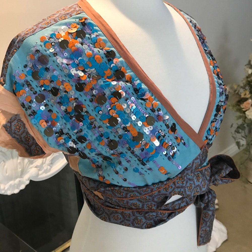 Boho Wrap Around Top With Subtle Sequence - image 2