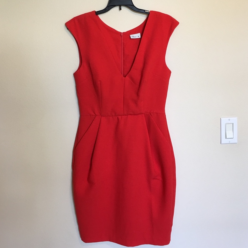 Clove Red Deep V-neck Dress